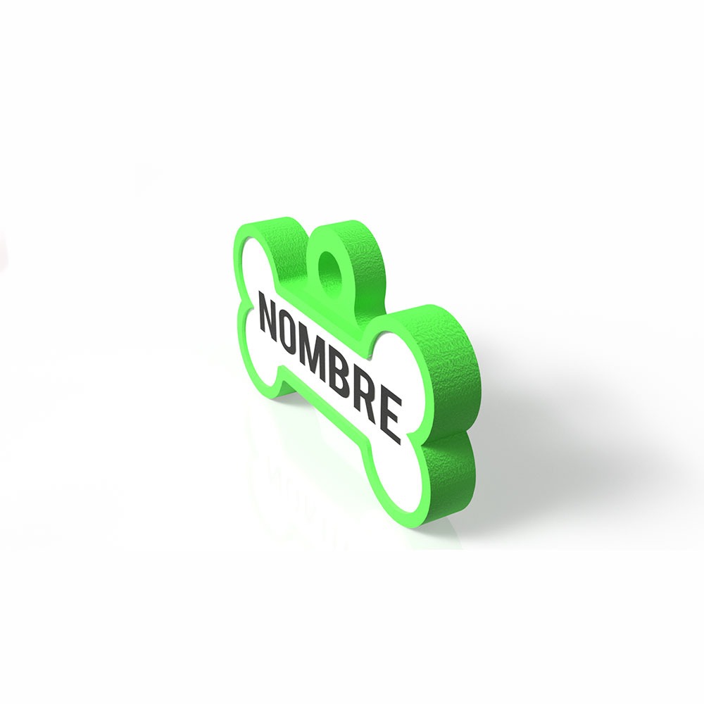 Chapita personalizada para perro – Modelo Huesito color verde