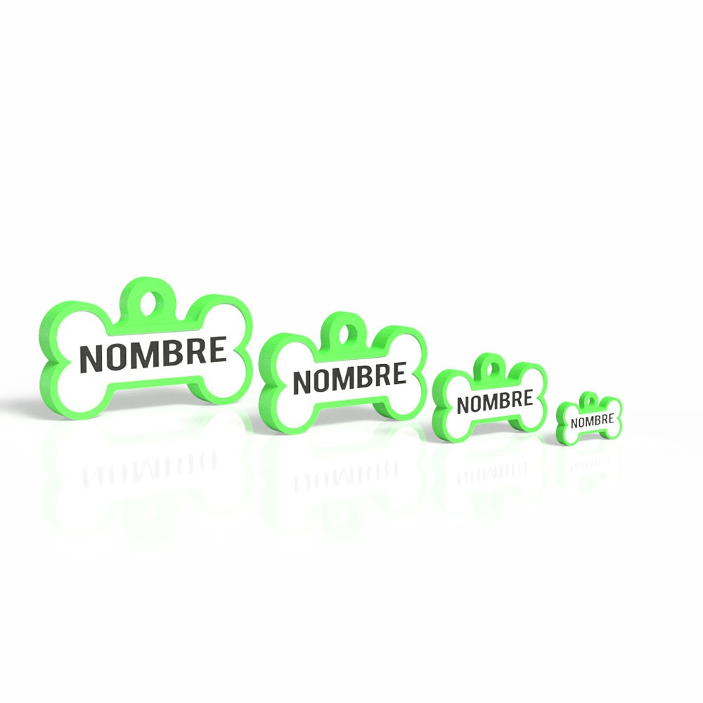 Chapita personalizada para perro – Modelo Huesito color verde