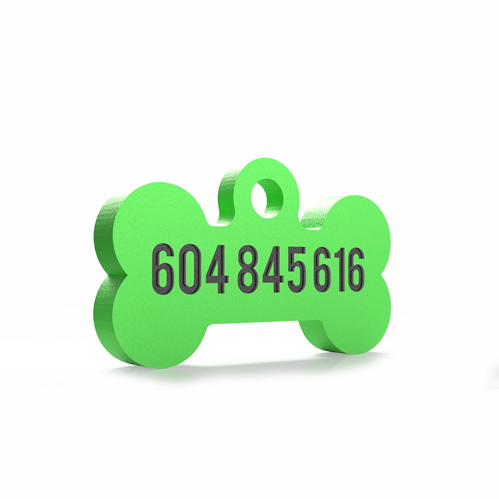Chapita personalizada para perro – Modelo Huesito color verde