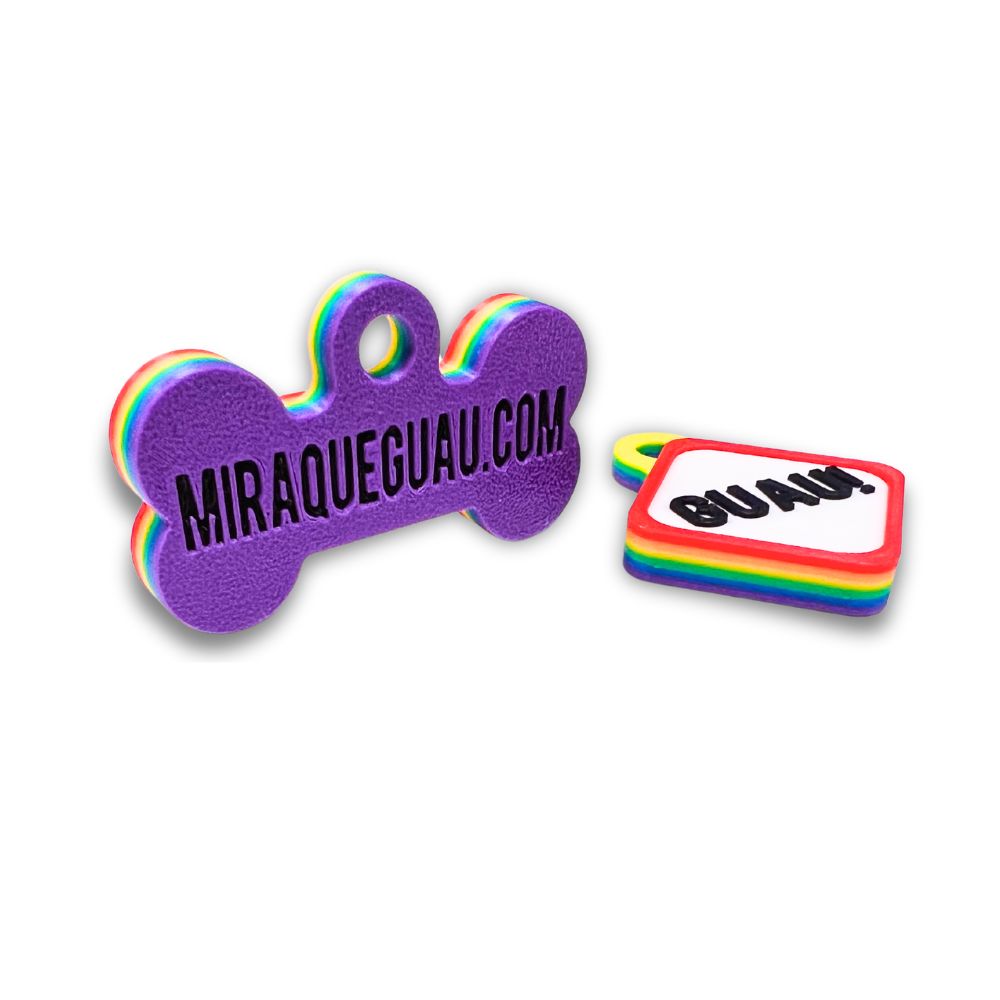 Chapita personalizada para perro – Orgullo Guau!, edición especial colorida