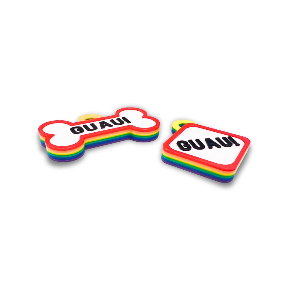 Chapita personalizada para perro – Orgullo Guau!, edición especial colorida
