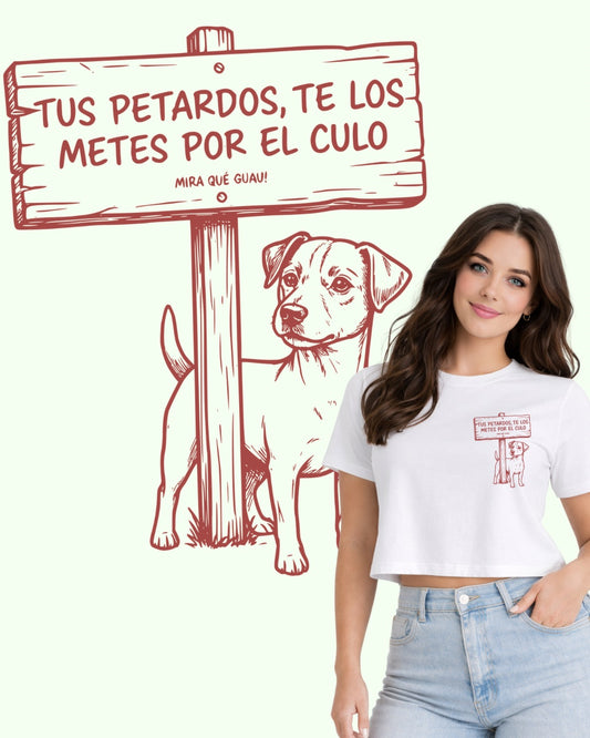 Camiseta Crop Holgada Blanca “Anti-Petardos
