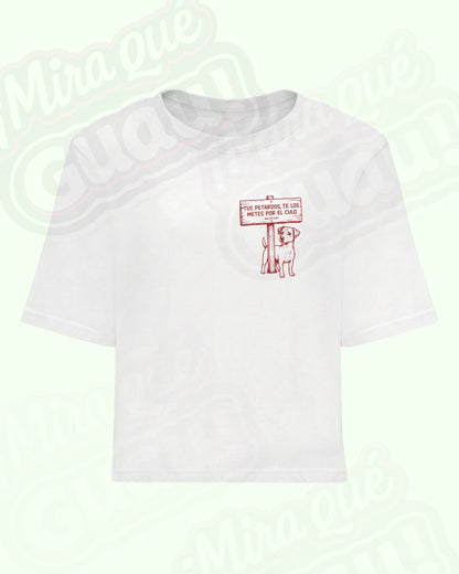 Camiseta Crop Holgada Blanca “Anti-Petardos