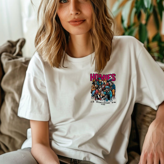 Homies del Guau - Camiseta Oversize Blanca