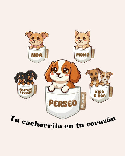 Camiseta  MUJER PUPPY POCKET corte oversize personalizada