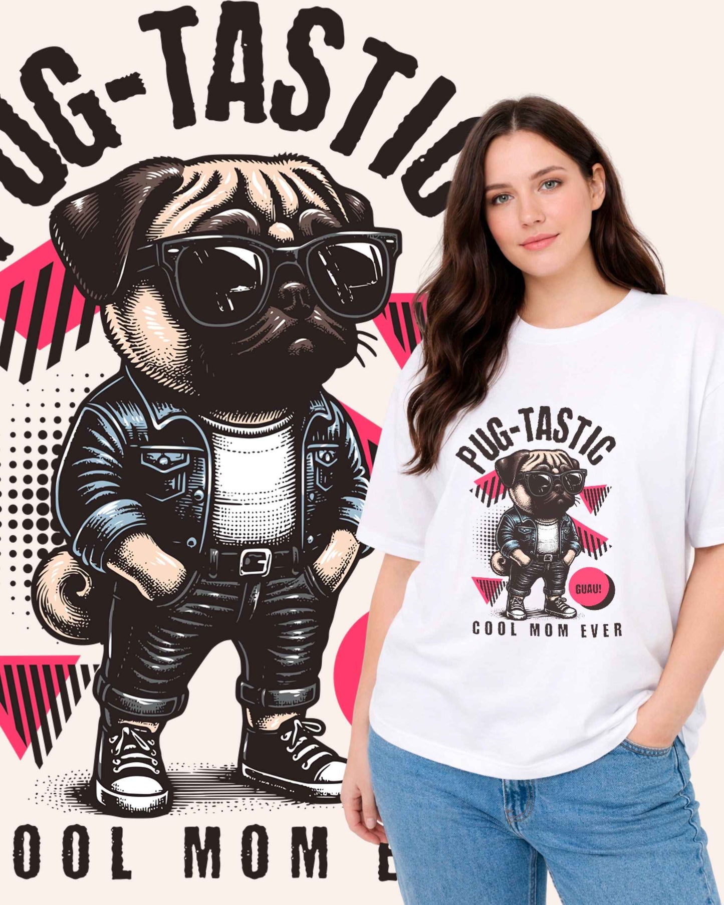 Camiseta Blanca Mujer PUG-TASTIC “Cool Mom Ever