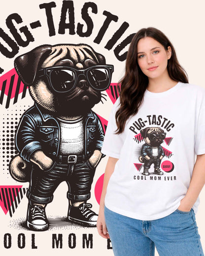 Camiseta Blanca Mujer PUG-TASTIC “Cool Mom Ever
