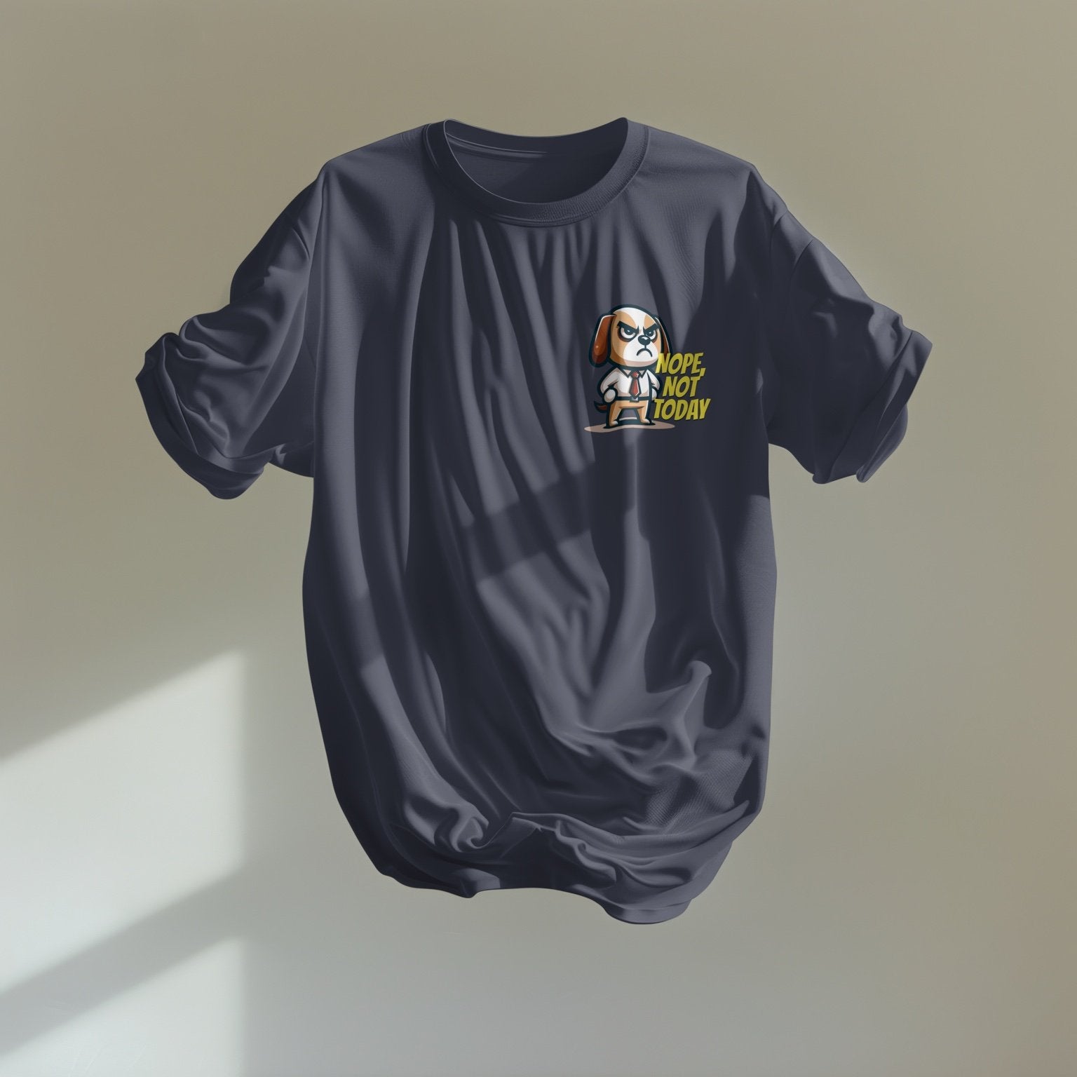 Fotografía artística de camiseta azul marino Mira Que Guau colgando al sol