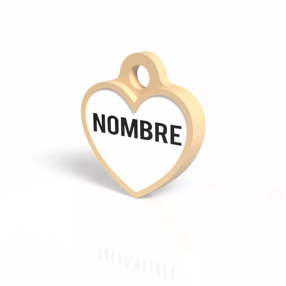 Chapita con forma de corazón tono madera