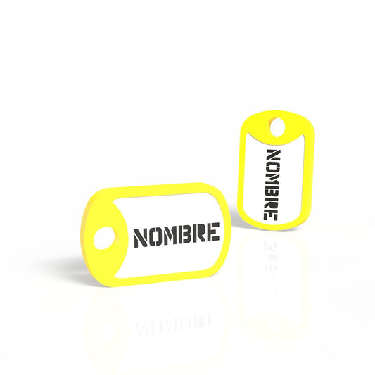 Yellow military-shaped badge