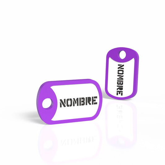 Purple military-shaped badge