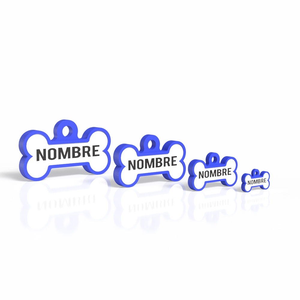 Badge bleu électrique en forme d'os