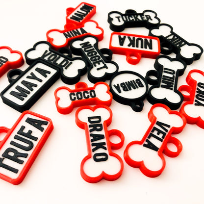 Chapita personalizada para perro – Modelo militar color rojo