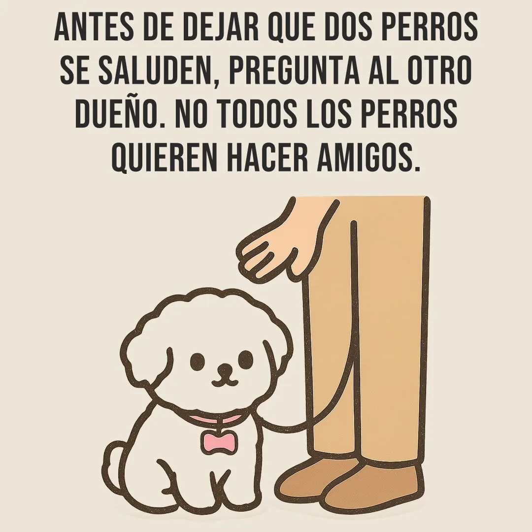 Saludar no es obligatorio. 🐾
Antes de dejar que dos perros se saluden, pregunta